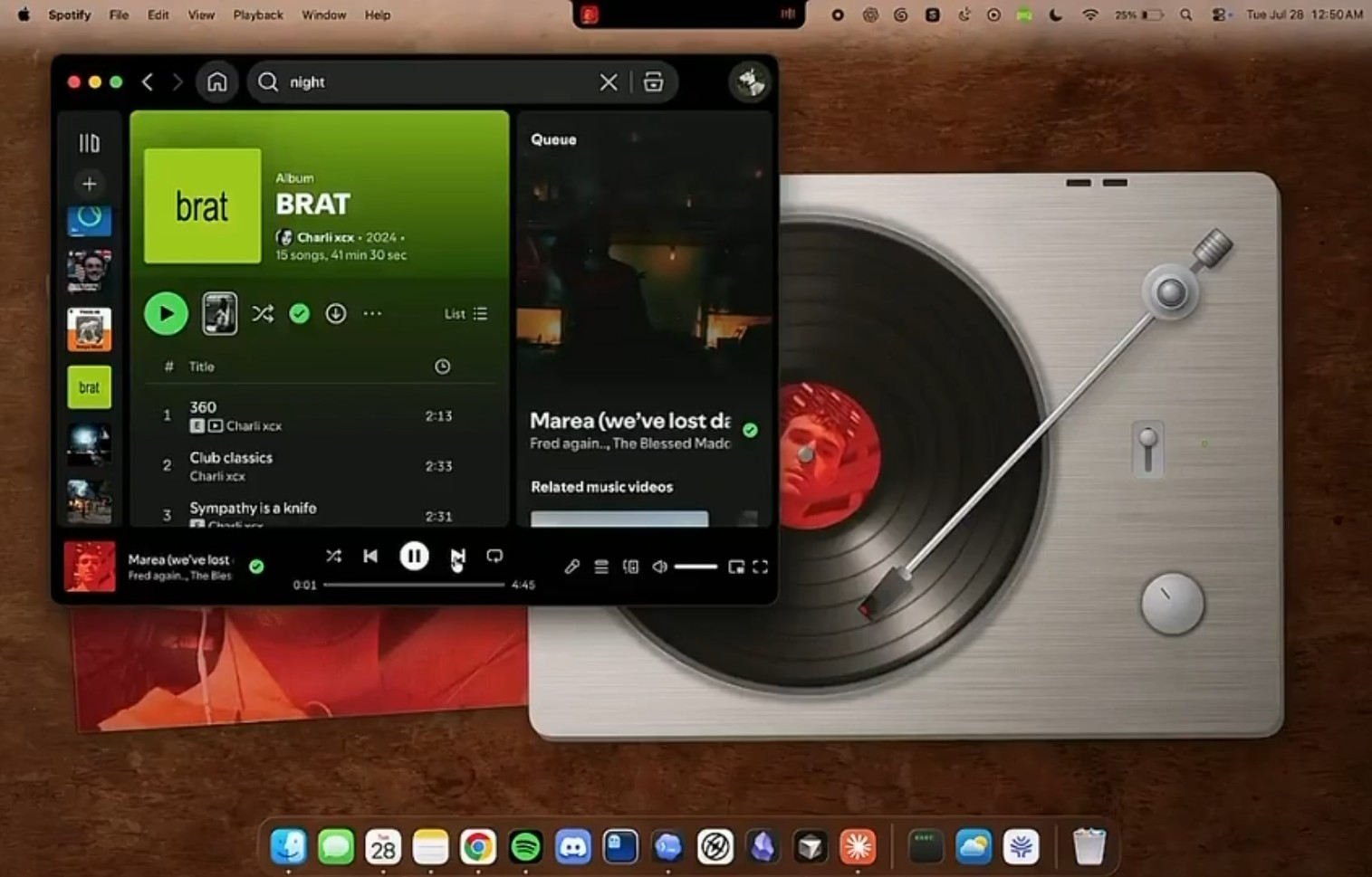 Представлен публике инициатива Vinyl для Mac, превращающий треки из Spotify в анимированные обои с вращающейся виниловой пластинкой