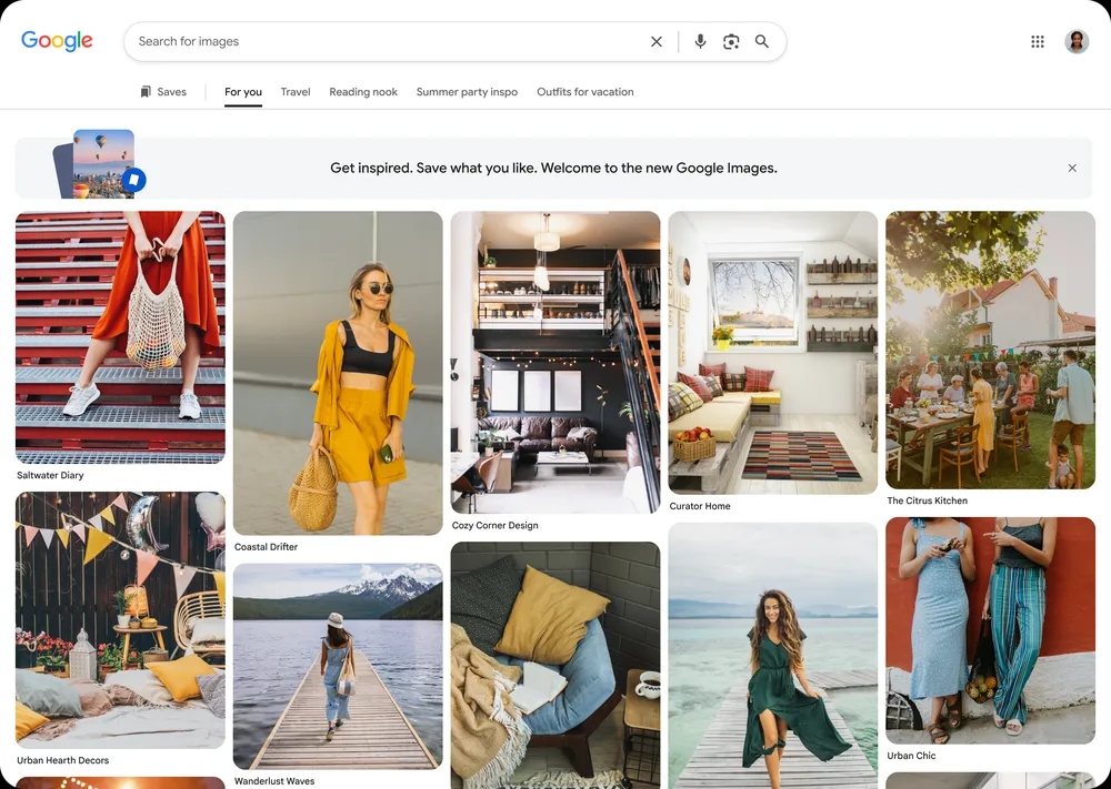 Google Картинки получат редизайн в стиле Pinterest с галереей рекомендаций, коллекциями и ИИ-генерацией