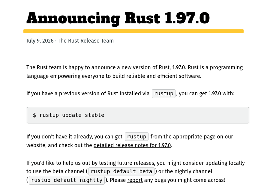 Выпуск Rust 1.97.0
