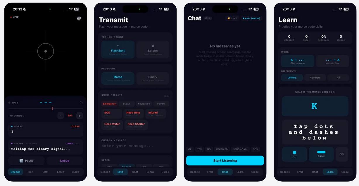 Вышло мобильное программа Morse Code — Decode &amp; Chat — мессенджер на азбуке Морзе