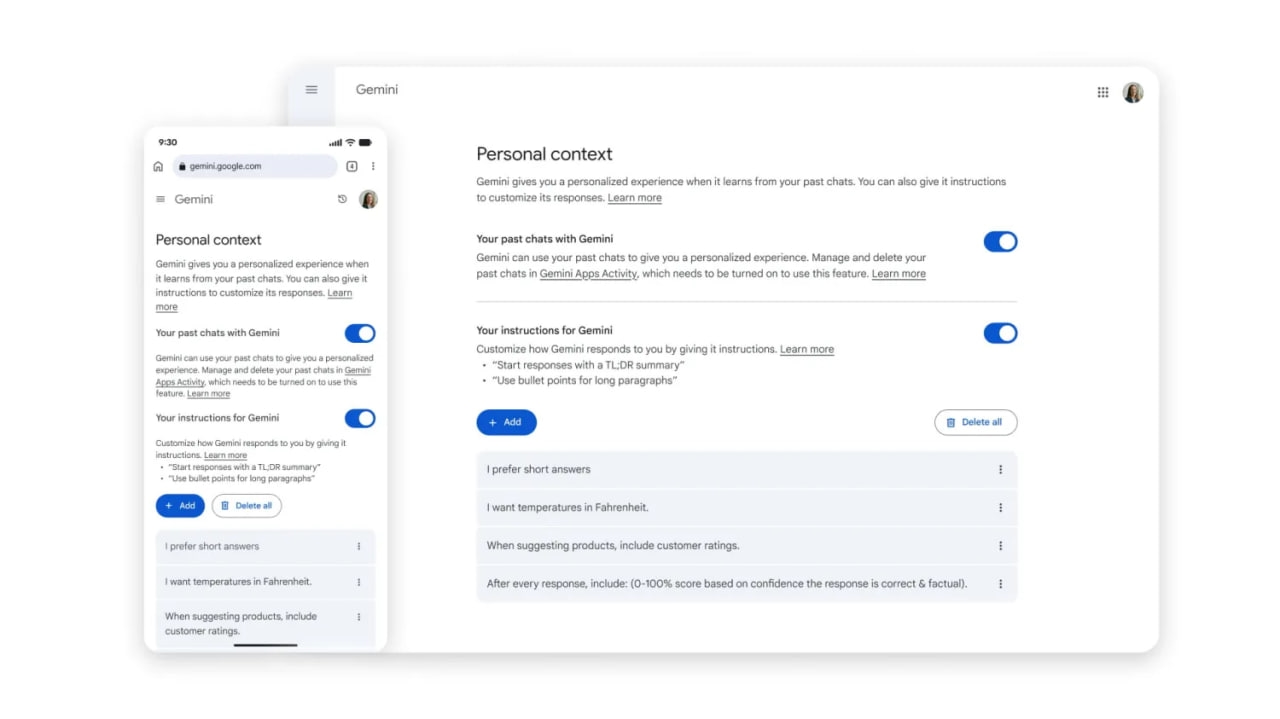 Google открыла для бесплатных пользователей Gemini функцию запоминания прошлых разговоров