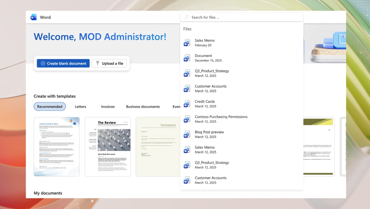 В онлайн-версиях Word, Excel и PowerPoint появился поиск в верхней части страницы