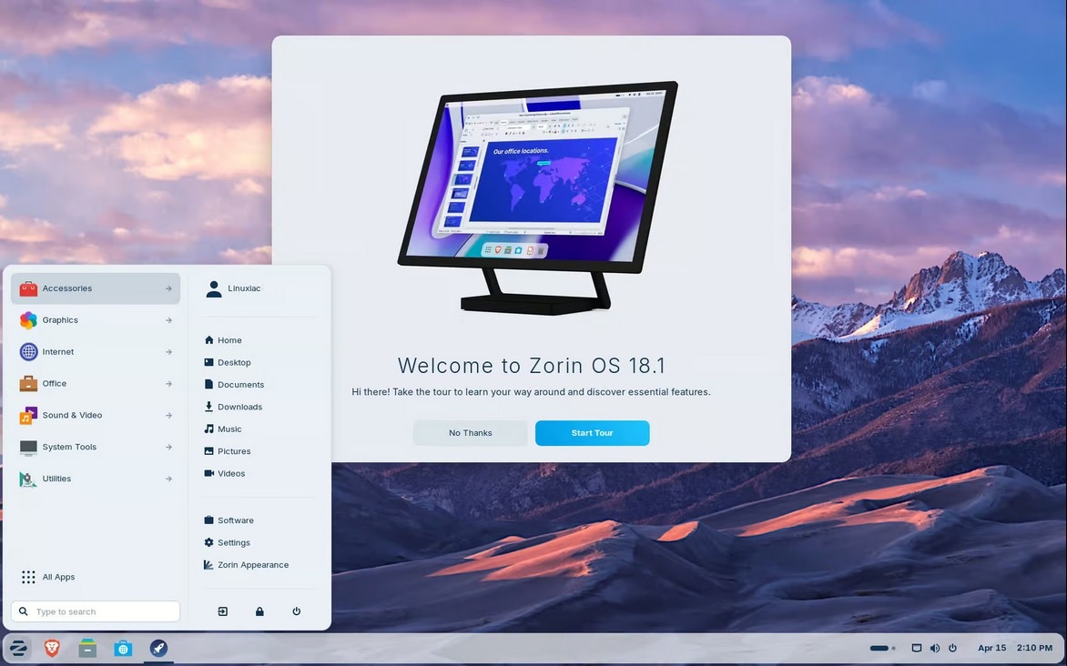 Вышла сборка Zorin OS 18.1 на пакетной базе Ubuntu 24.04.4 LTS