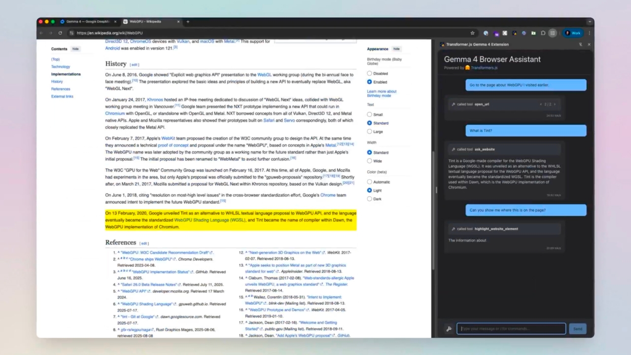 Для Chrome вышло плагин для локального запуска браузерного AI-ассистента на базе Gemma 4