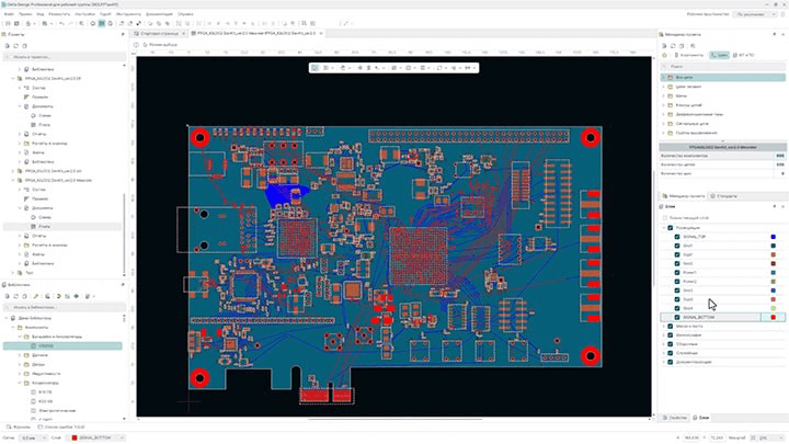Трассировка 10-слойной печатной платы c BGA-компонентами за 30 минут в Delta Design TopoR