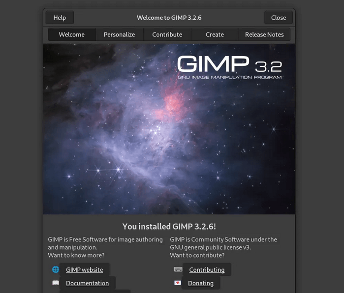 Версия GIMP 3.2.6