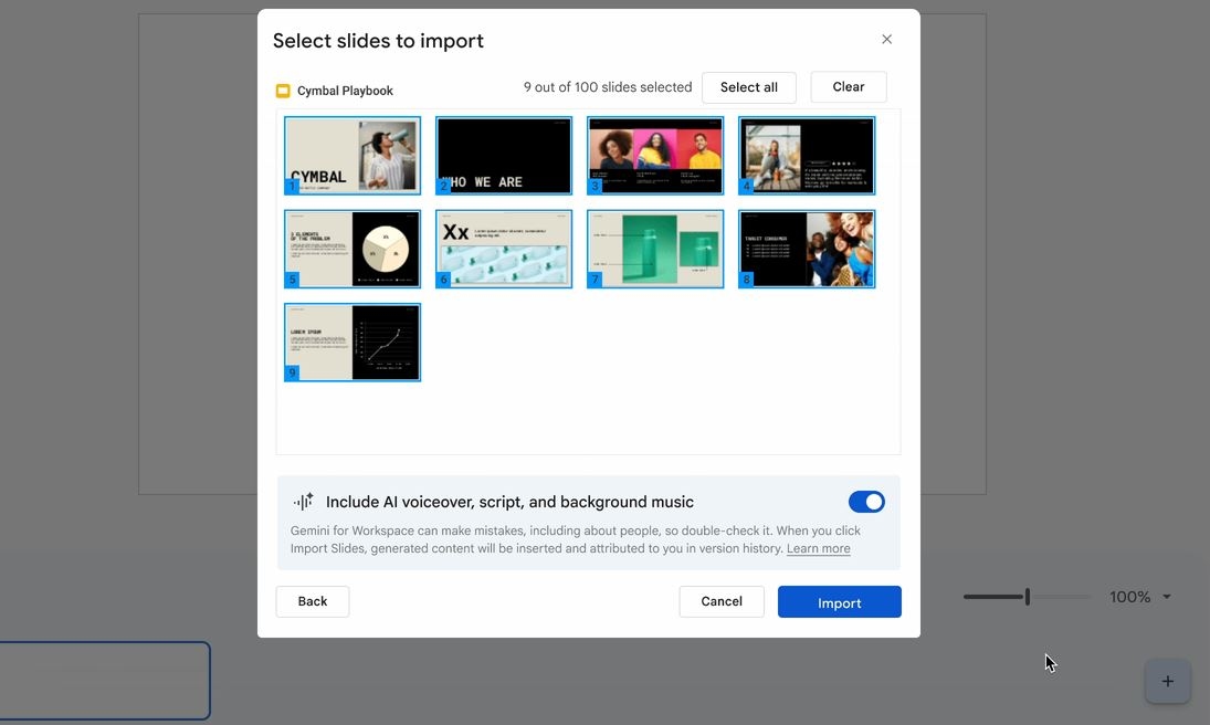 В Google Slides теперь можно разрабатывать многослайдовые презентации с помощью Gemini