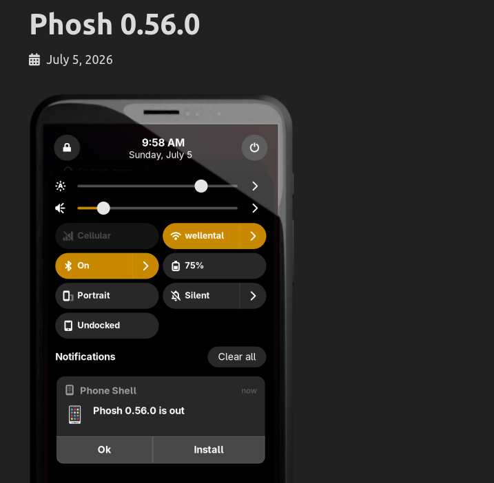 Вышло апдейт Phosh 0.56 — инициатива GNOME-окружения для смартфонов