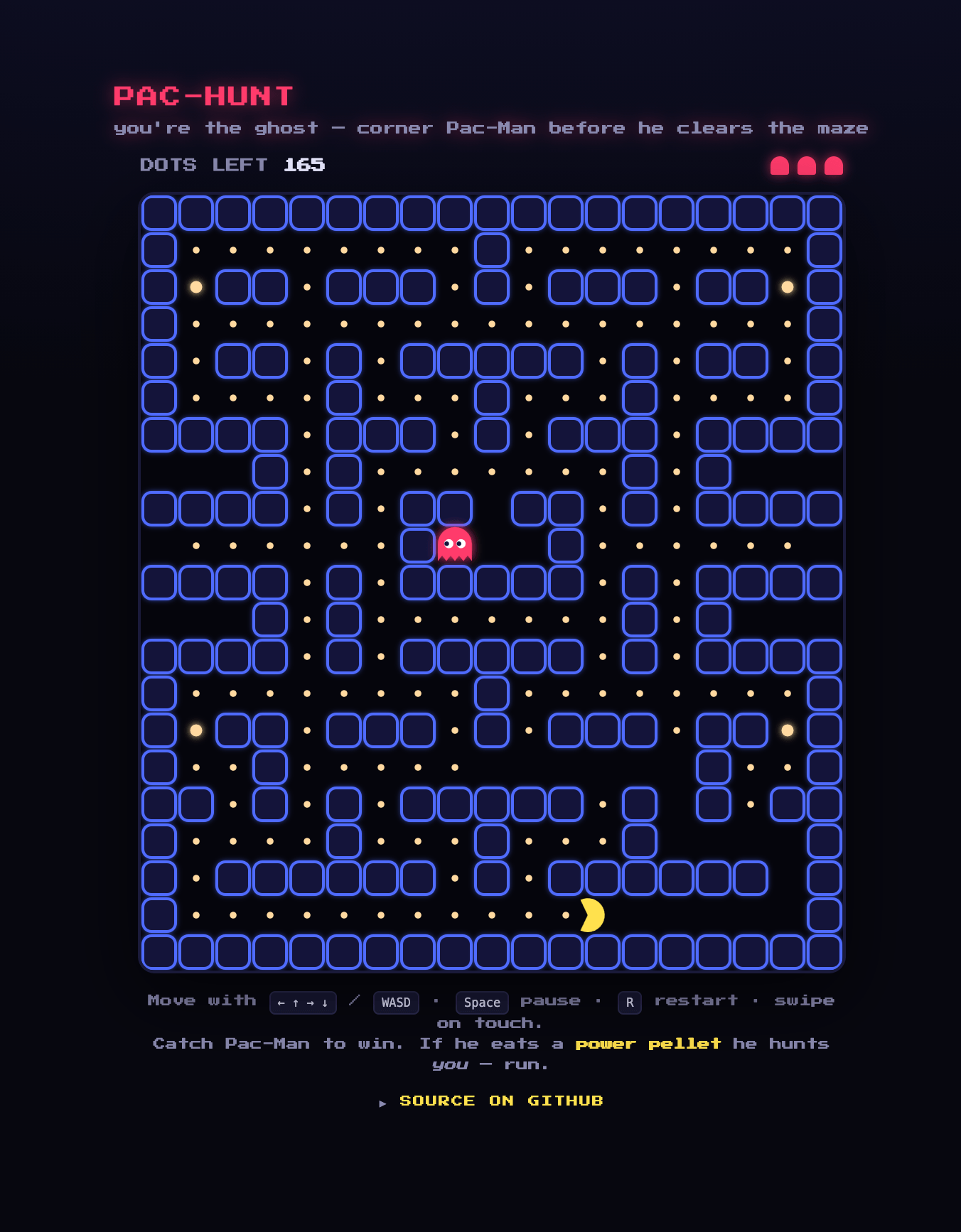 Представлена игра Pac-Hunt — это Pac-Man (Пакман), но игрок там — призрак