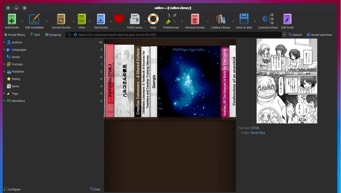 ВВерсия открытого проекта для создания и хранения в электронной библиотеке книг разного формата Calibre 9.4