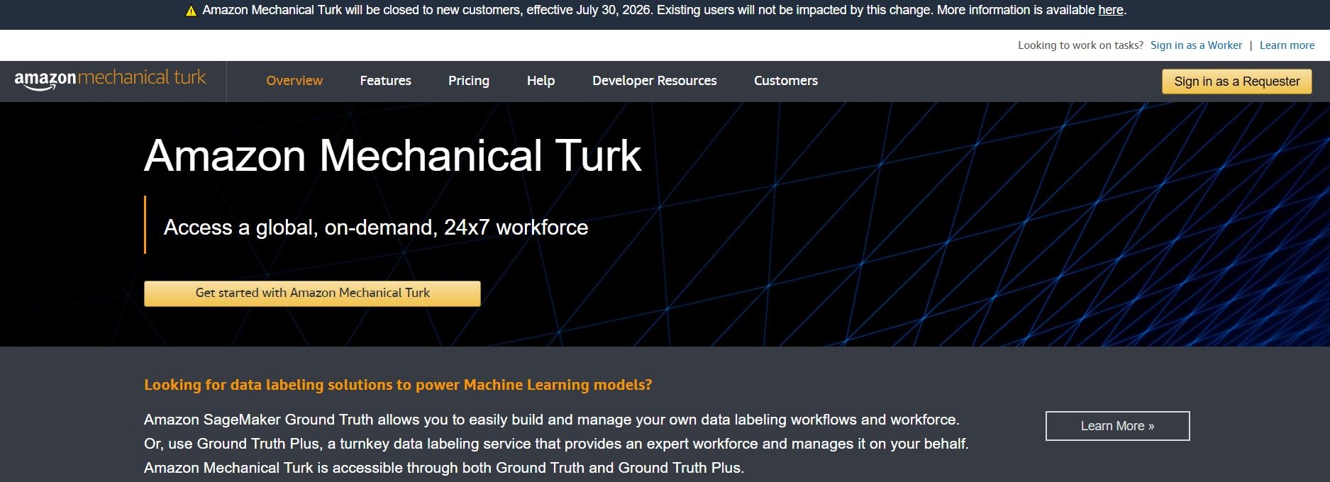 Amazon прекратит принимать новых клиентов на платформу Mechanical Turk