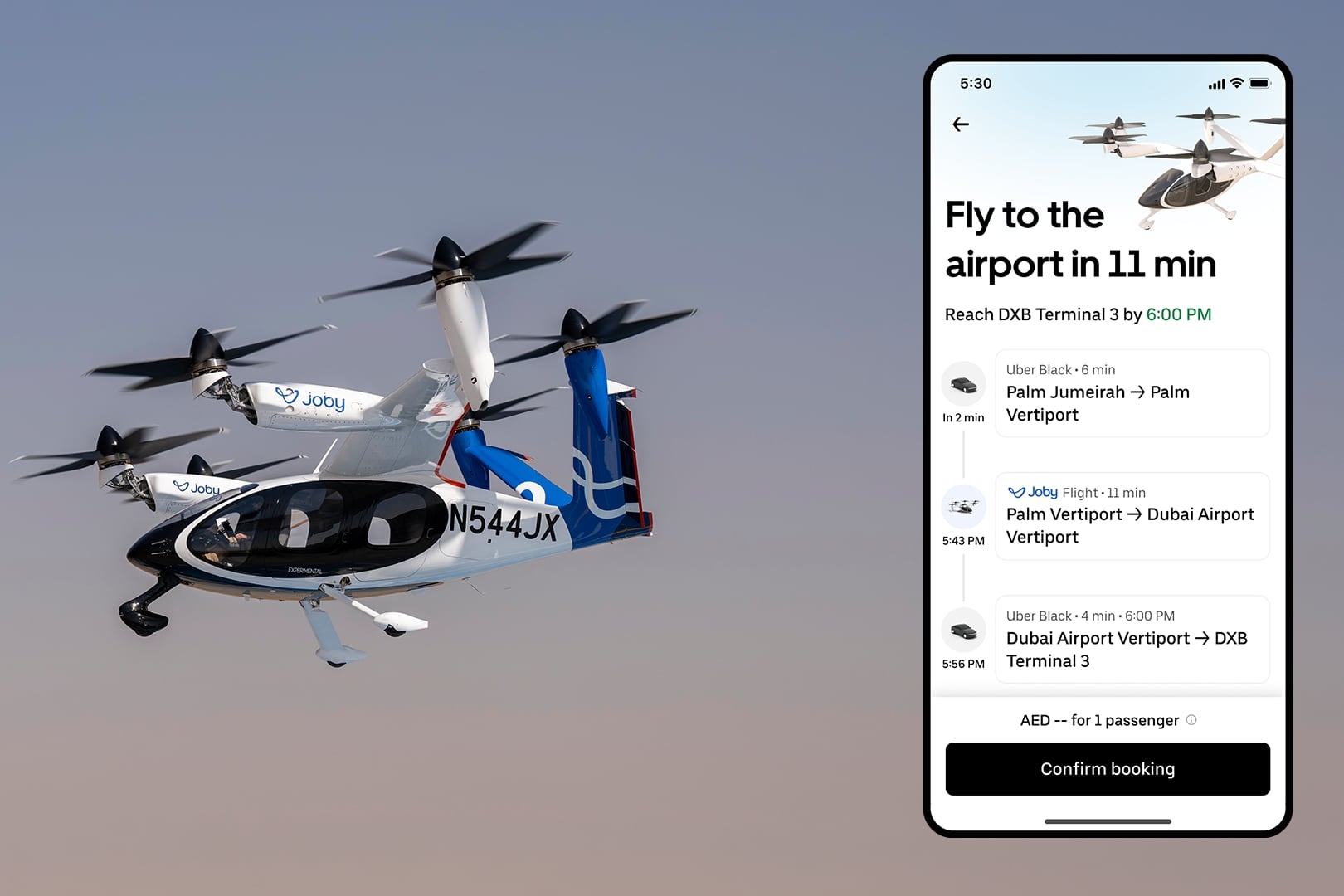 Uber совместно с Joby Aviation запустит электрическое аэротакси в Дубае