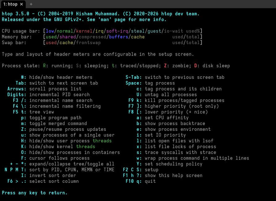 Вышло апдейт консольной утилиты диспетчера задач htop 3.5.0