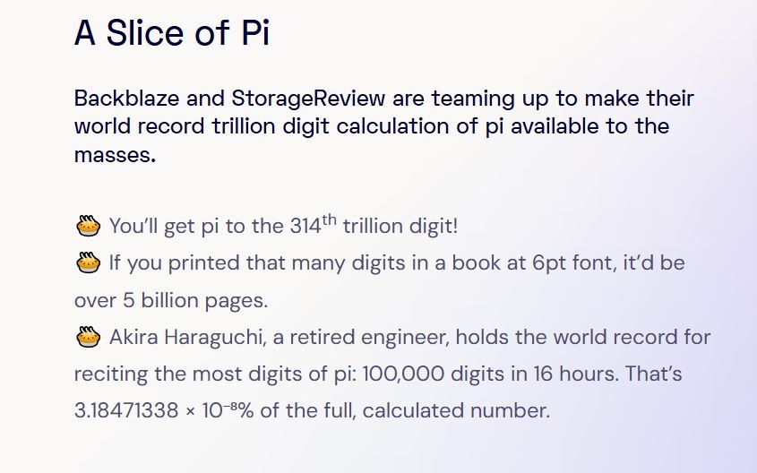 На ресурсах Backblaze разместили 314 триллионов цифр числа Пи