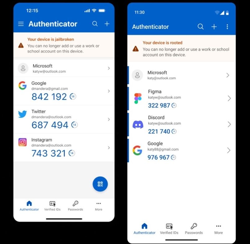 Microsoft Authenticator блокирует рутирование на Android и джейлбрейки iOS
