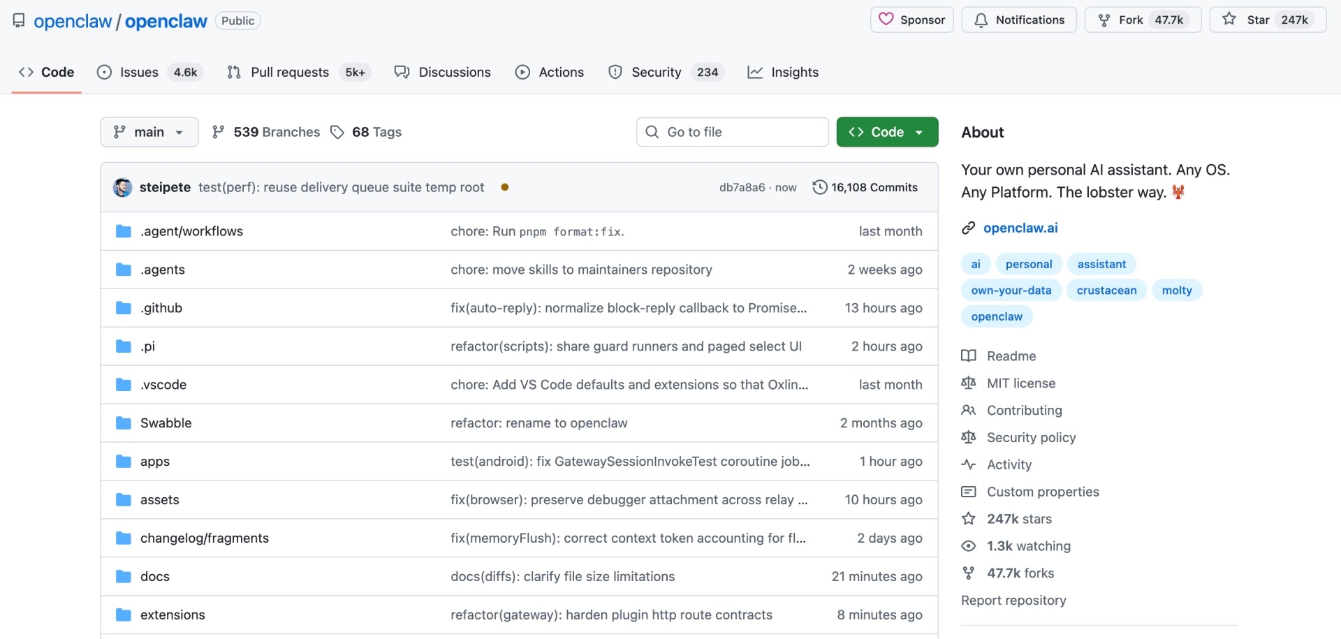 OpenClaw обогнал React и стал самым популярным программным проектом на GitHub — 250K звезд за четыре месяца