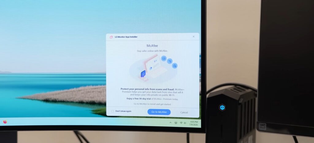 LG по указанию Microsoft удалит всплывающую рекламу McAfee из своего установщика приложений