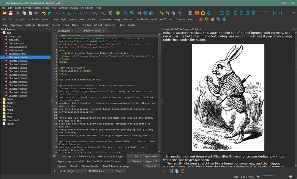 Версия Sigil 2.8.1 — открытого мультиплатформенного редактора электронных книг в формате ePub
