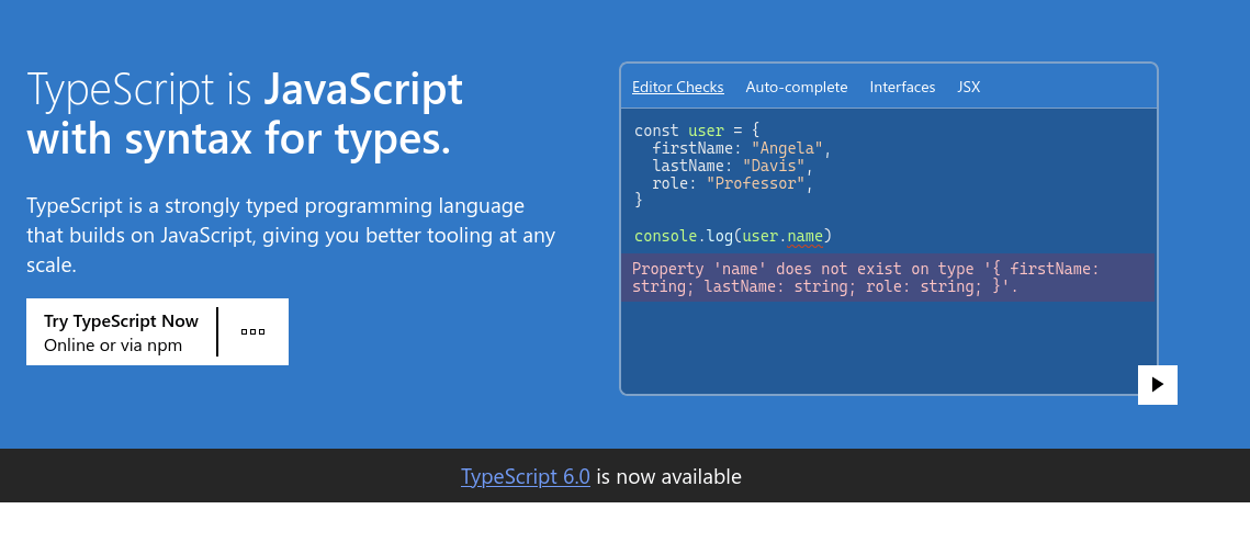 Выпуск TypeScript 6.0
