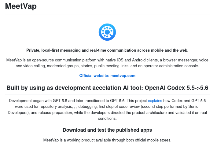 Раскрыт исходный исходник проекта MeetVap — это закрытый мессенджер, ориентированный на безопасный обмен сообщениями
