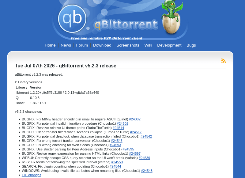 Версия qBittorrent 5.2.3