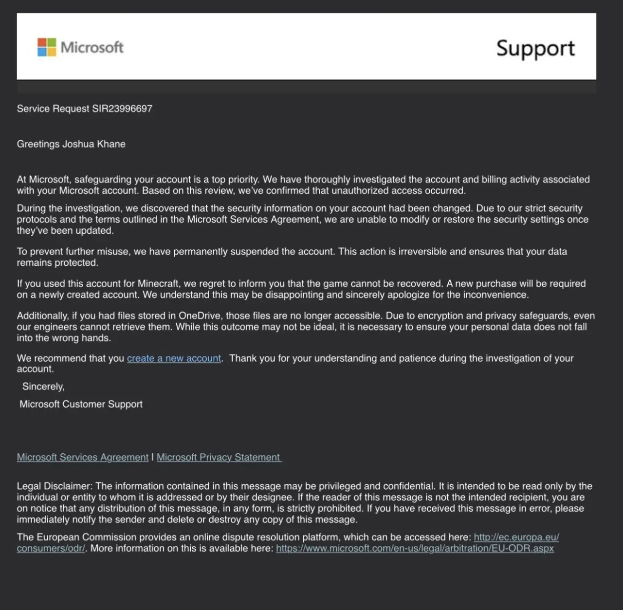 Потребитель потерял информация за 25 лет после взлома аккаунта Microsoft без возможности восстановления