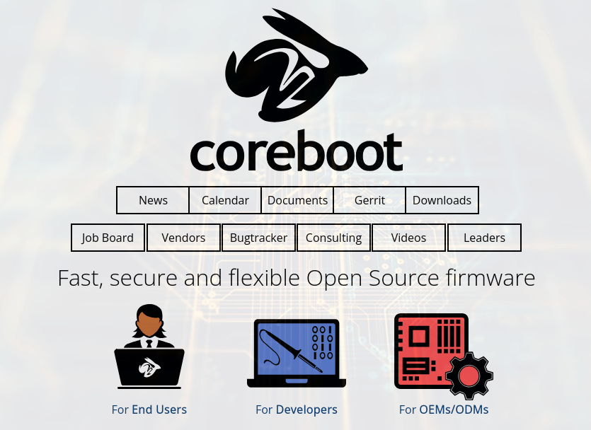 Выпуск открытого проекта Coreboot 26.06, представляющего альтернативы проприетарным прошивкам