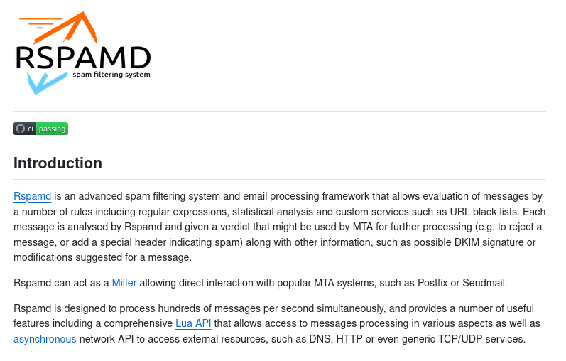 Версия системы фильтрации спама Rspamd 4.1.0