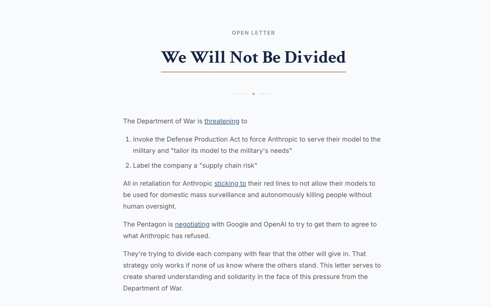 СРаботники Google и OpenAI поддержали Anthropic в споре с Пентагоном