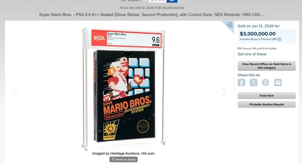 На аукционе Heritage Auctions продали запечатанную копию Super Mario Bros для NES за $3 млн