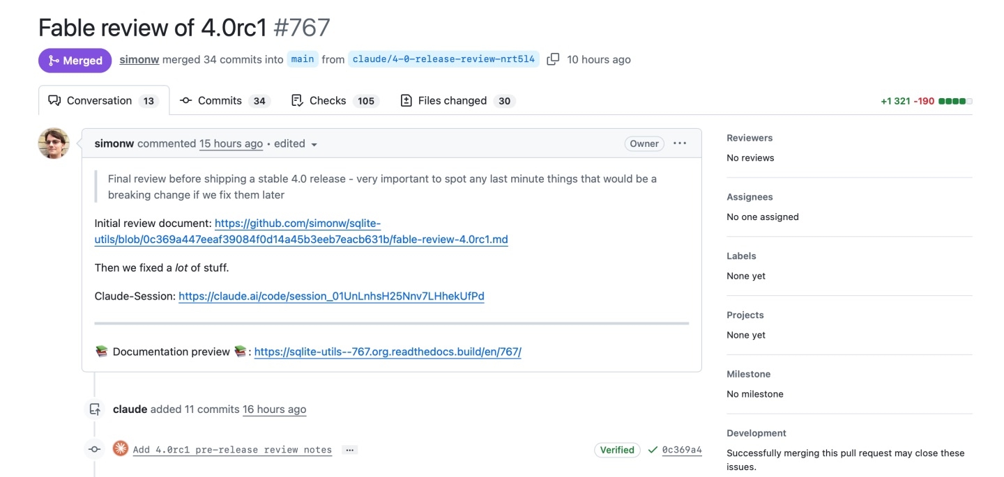 Соавтор Django рассказал, как Claude Fable 5 подготовил выпуск sqlite-utils за $149