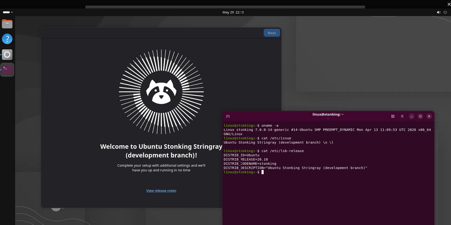 Вышел начальный снепшот Ubuntu 26.10 Stonking Stingray
