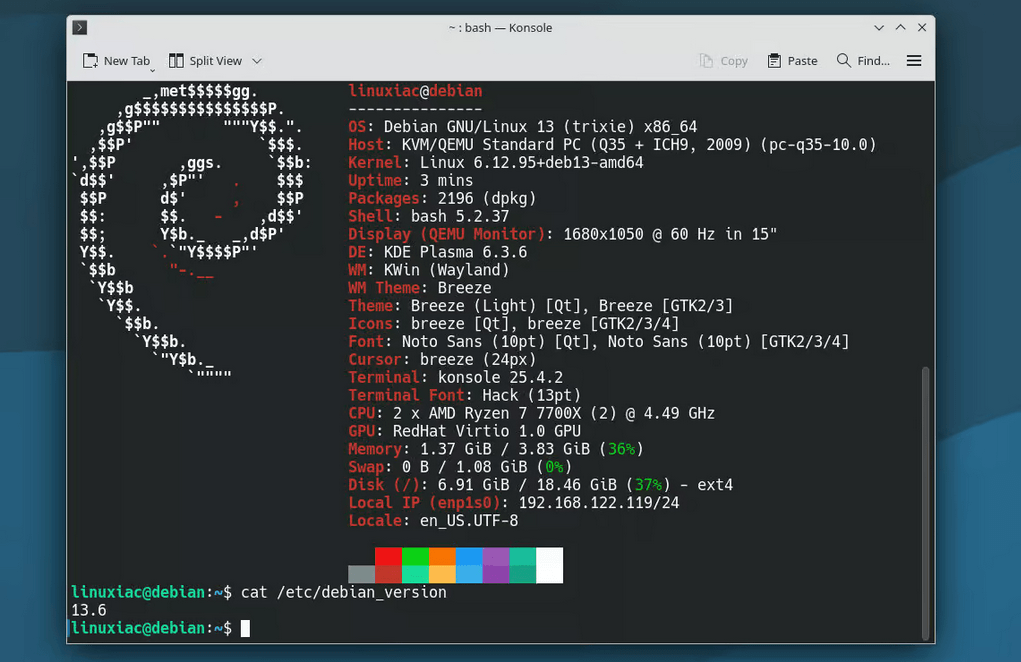 Вышло апдейт Debian 13.6