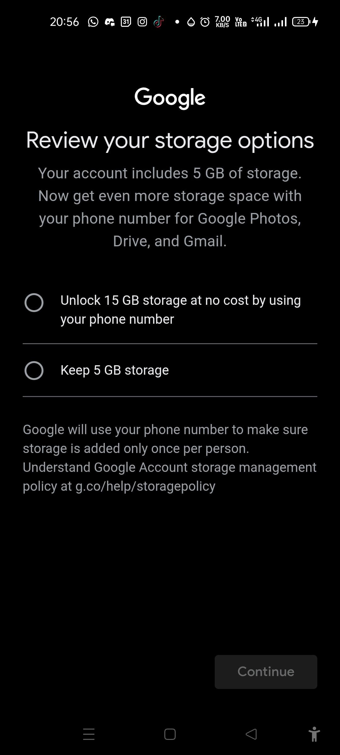 Google начала предлагать 5 ГБ бесплатного хранилища вместо 15 ГБ пользователям, которые не привязали свой номер телефона