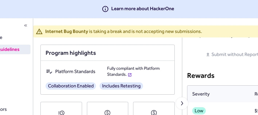 Команда Internet Bug Bounty приостанавливает выплаты за обнаружение уязвимостей