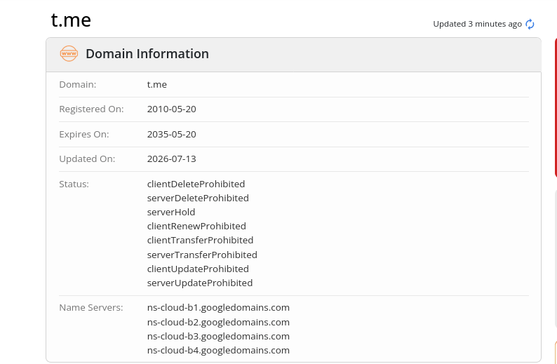 Telegram перешёл с t.me на telegram.me в своих приложениях после ограничения работы домена t.me
