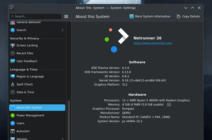 Представлен публике дистрибутив Netrunner 26 на Debian 13 «Trixie» и Linux 6.16