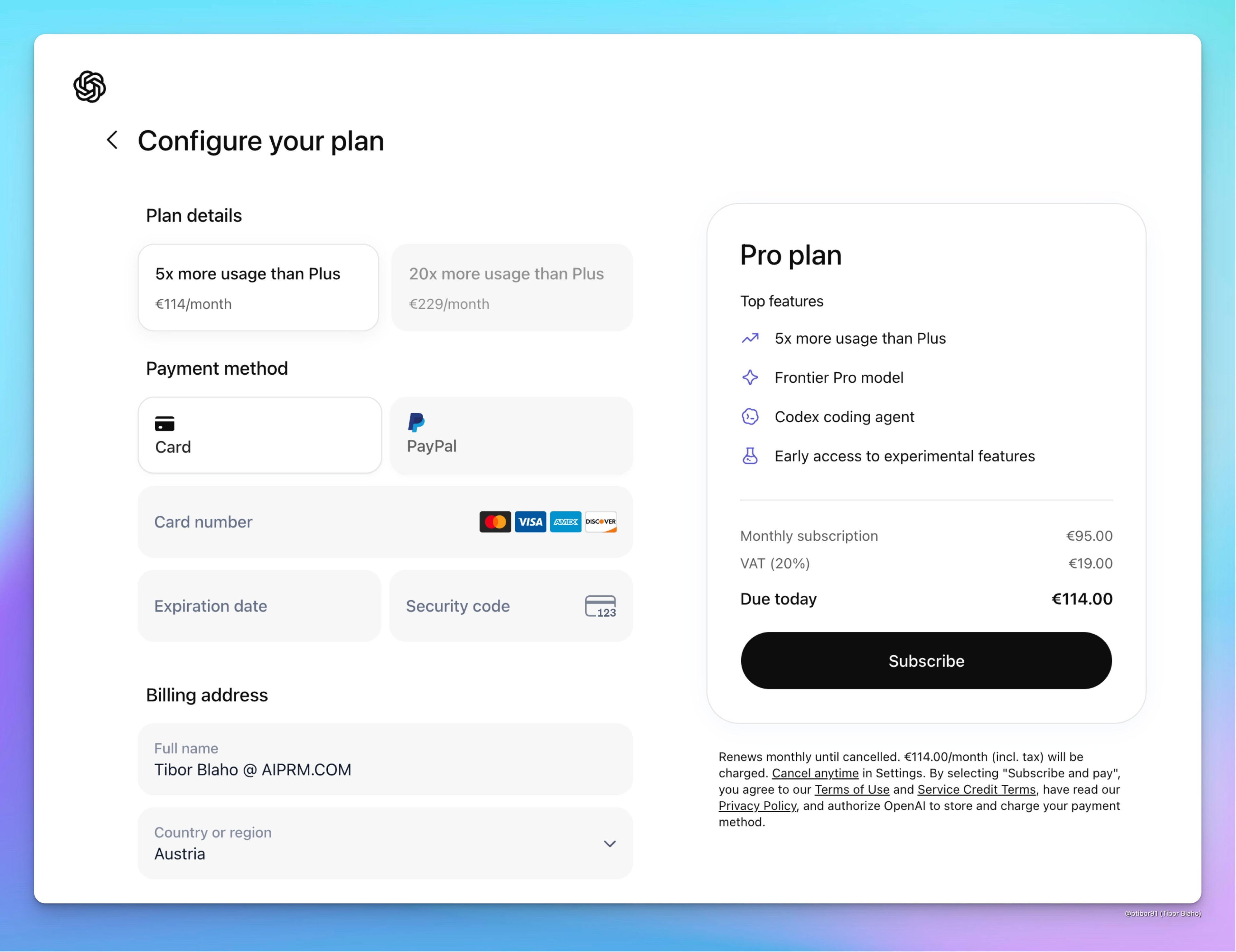 ChatGPT может получить подписку за 100 долларов, а равным образом Codex-only план