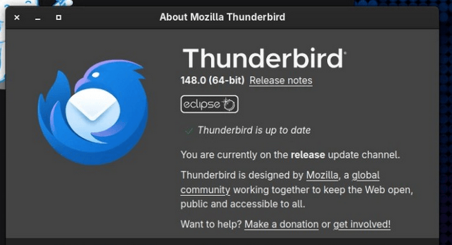 ВВерсия Mozilla Thunderbird 148.0