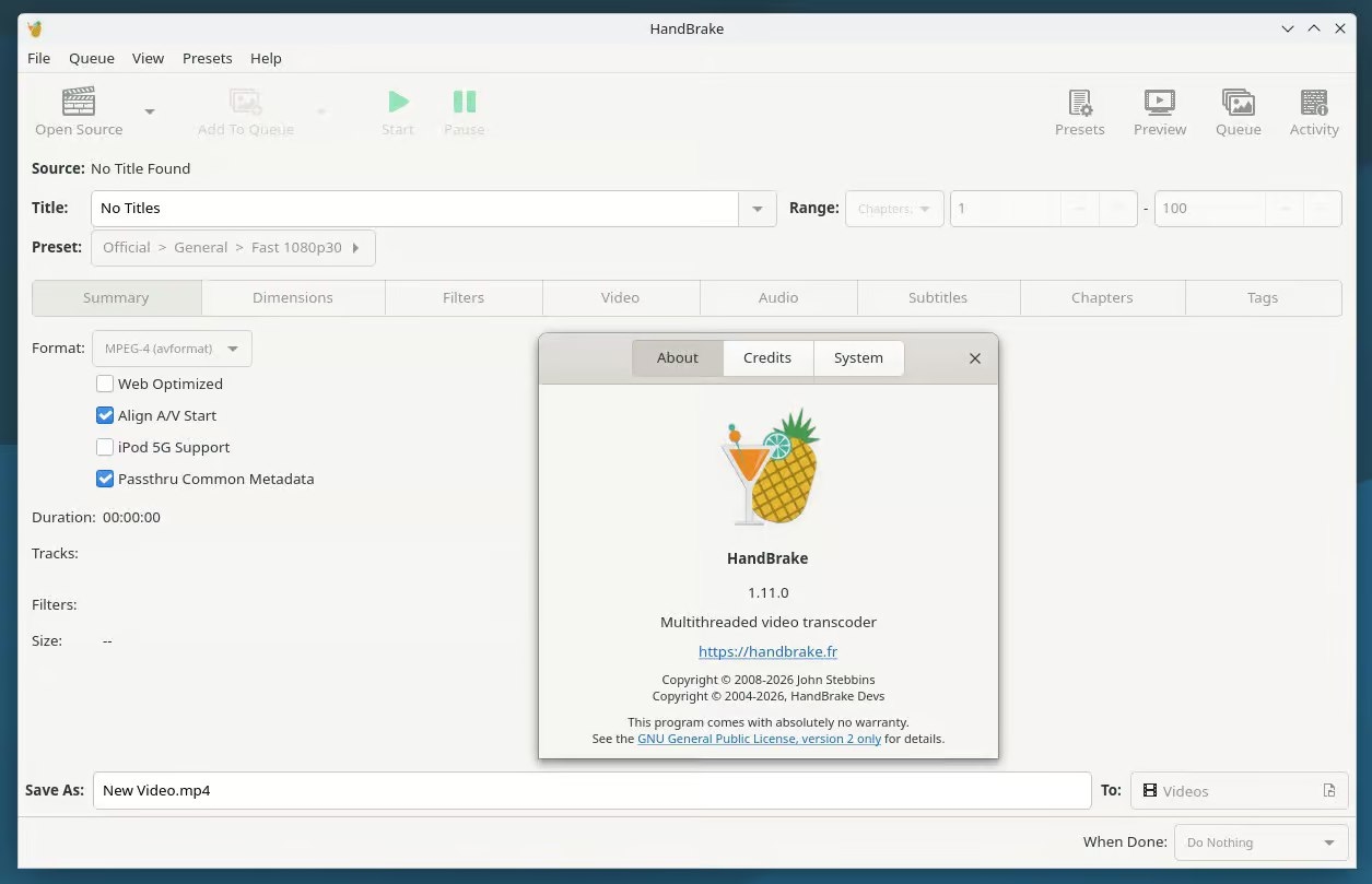 Вышло апдейт открытого видеотранскодера HandBrake 1.11.0