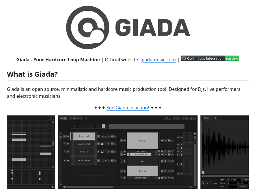 Выпуск открытого музыкального ПО Giada 1.5