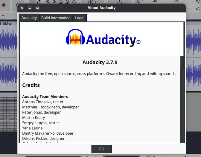 Версия обновления открытого редактора звука Audacity 3.7.9