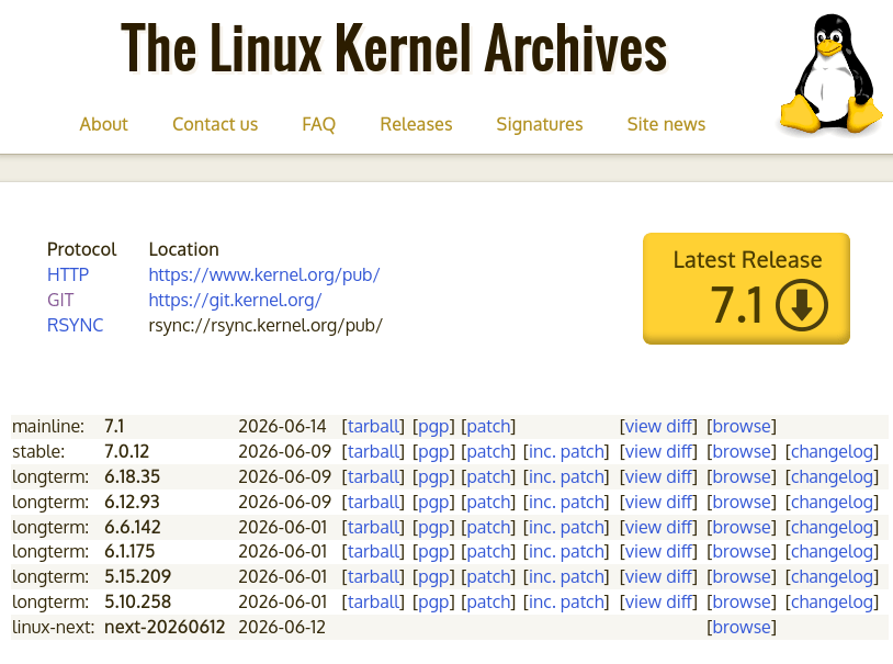 Выпуск Linux 7.1