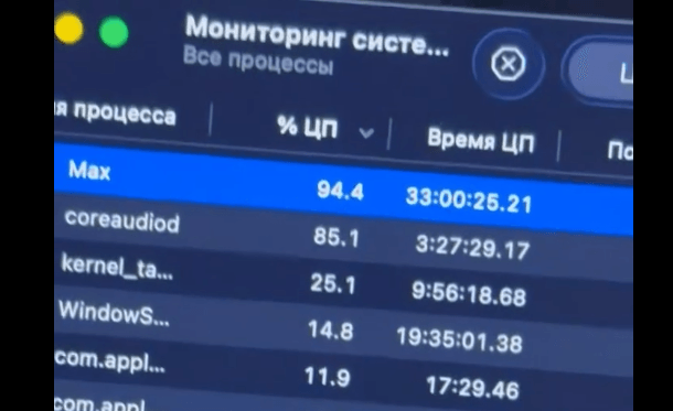 Потребитель заметил, что программа Max для десктопа значительно загружает MacBook