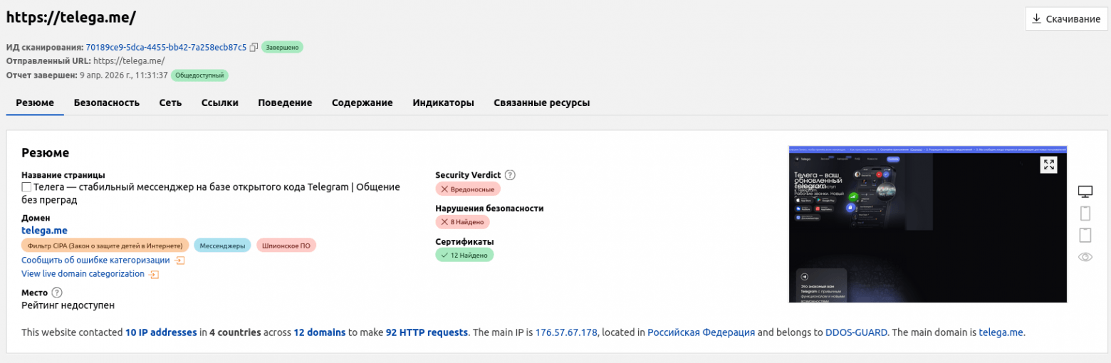 Авторы Telega: хостинг-провайдер Cloudflare признал их домены шпионскими (Spyware) по ошибке