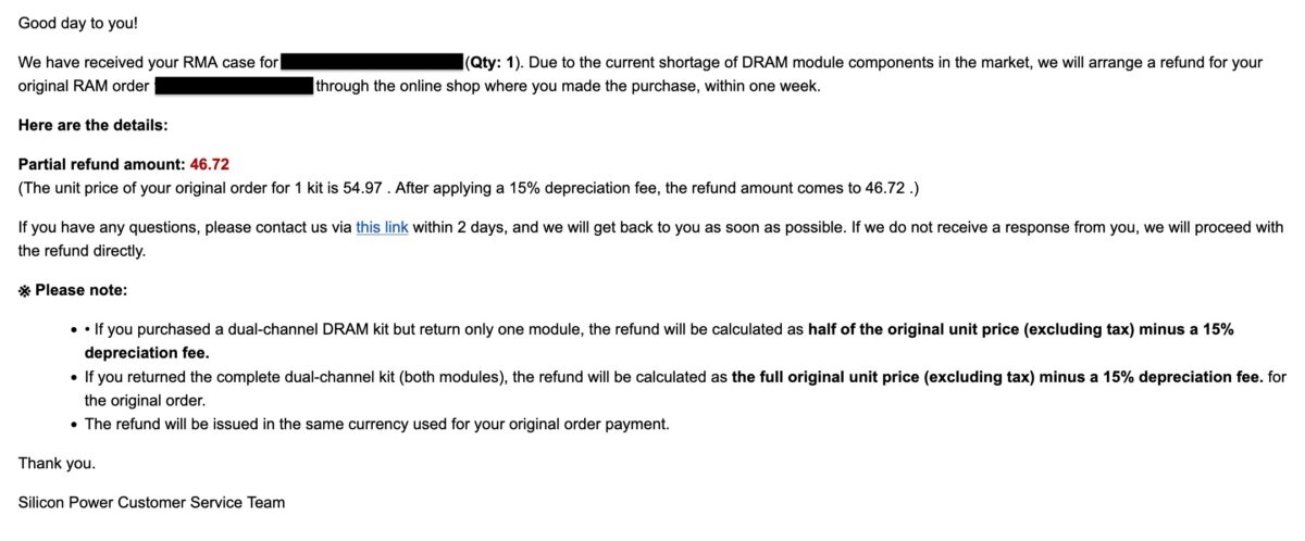 Silicon Power вычла 15% из суммы возврата за бракованную хранилище в качестве «платы за износ»