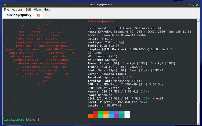 Вышел SparkyLinux 8.3 — дистрибутив на базе Debian 13 «Trixie»