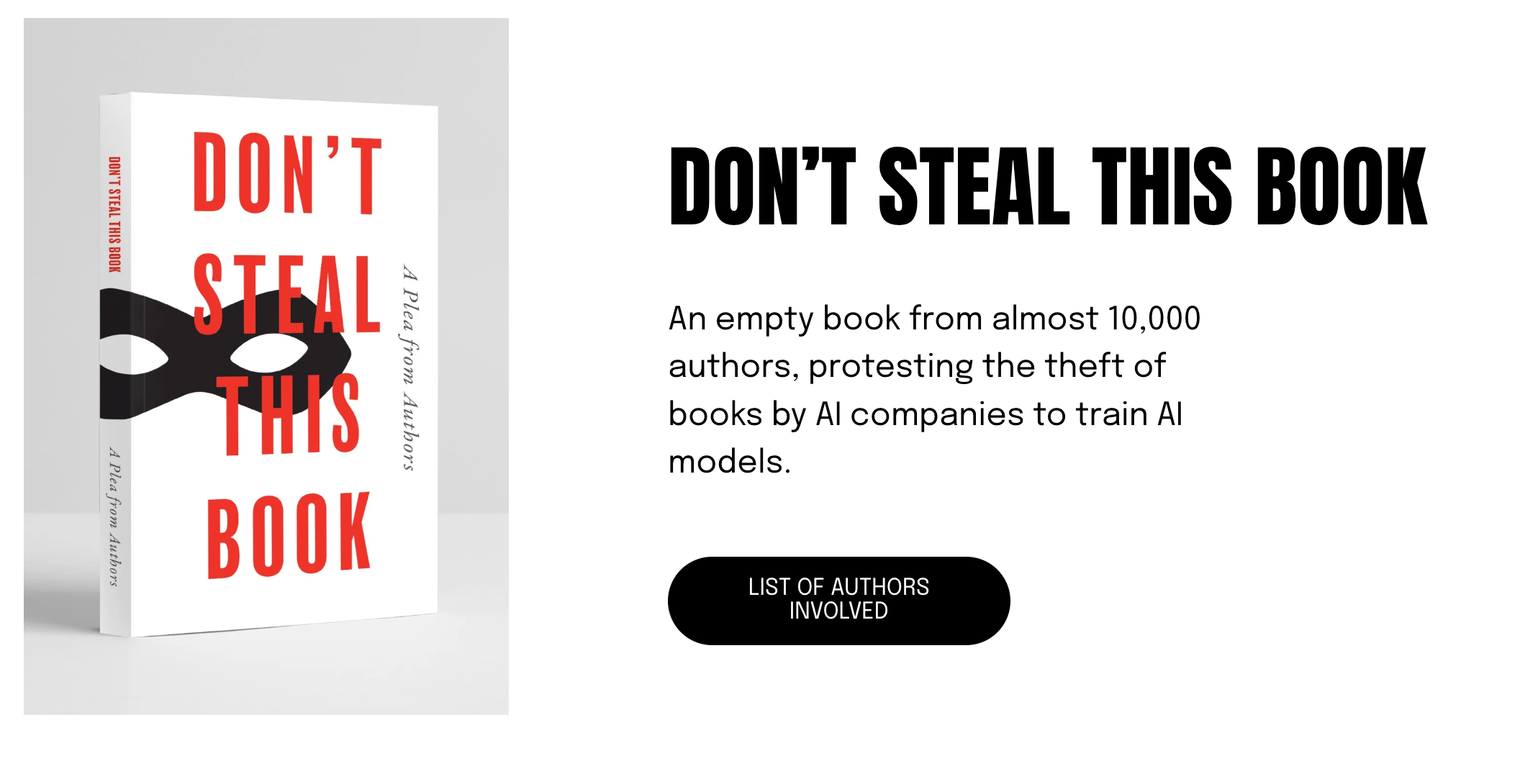 Писатели в знак протеста против ИИ опубликовали книгу «Не крадите эту книгу» без текста, но со списком участников акции