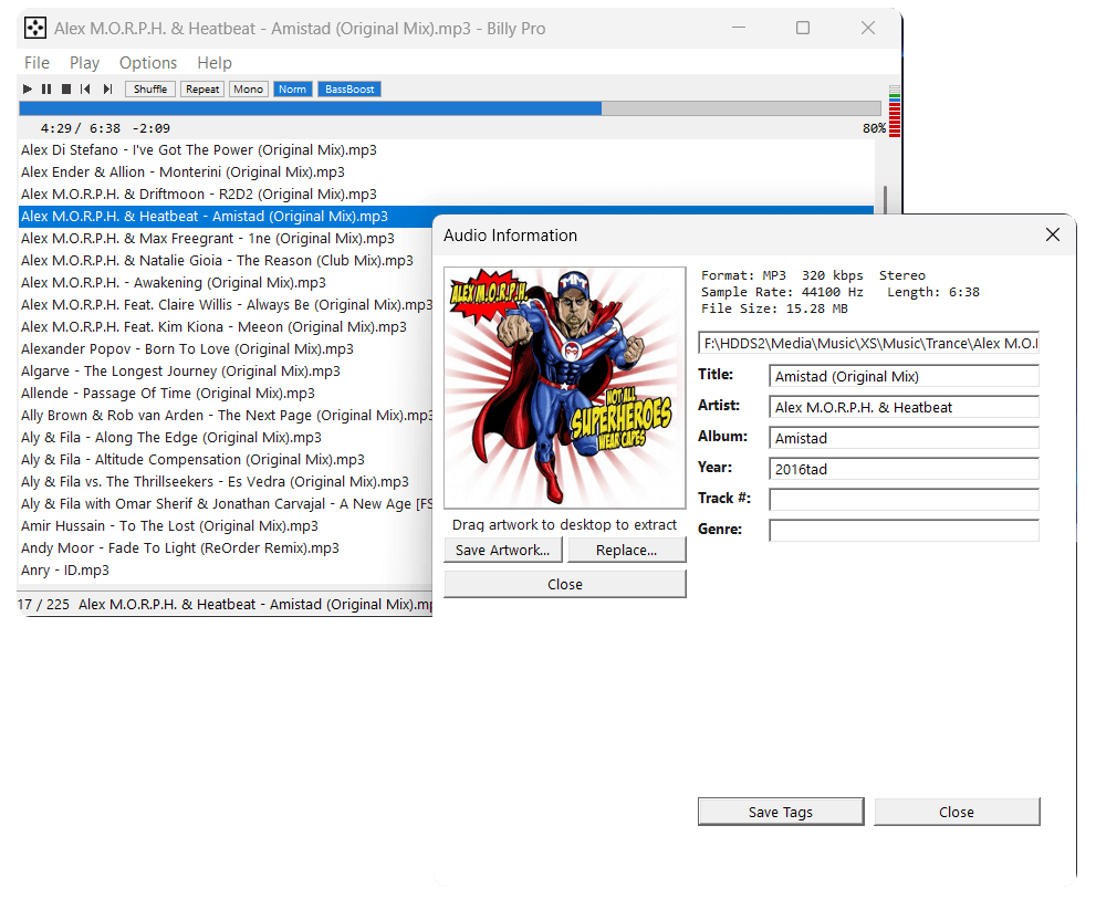 Представлен публике публичный инициатива BillyPro — минималистичный музыкальный плеер для Windows