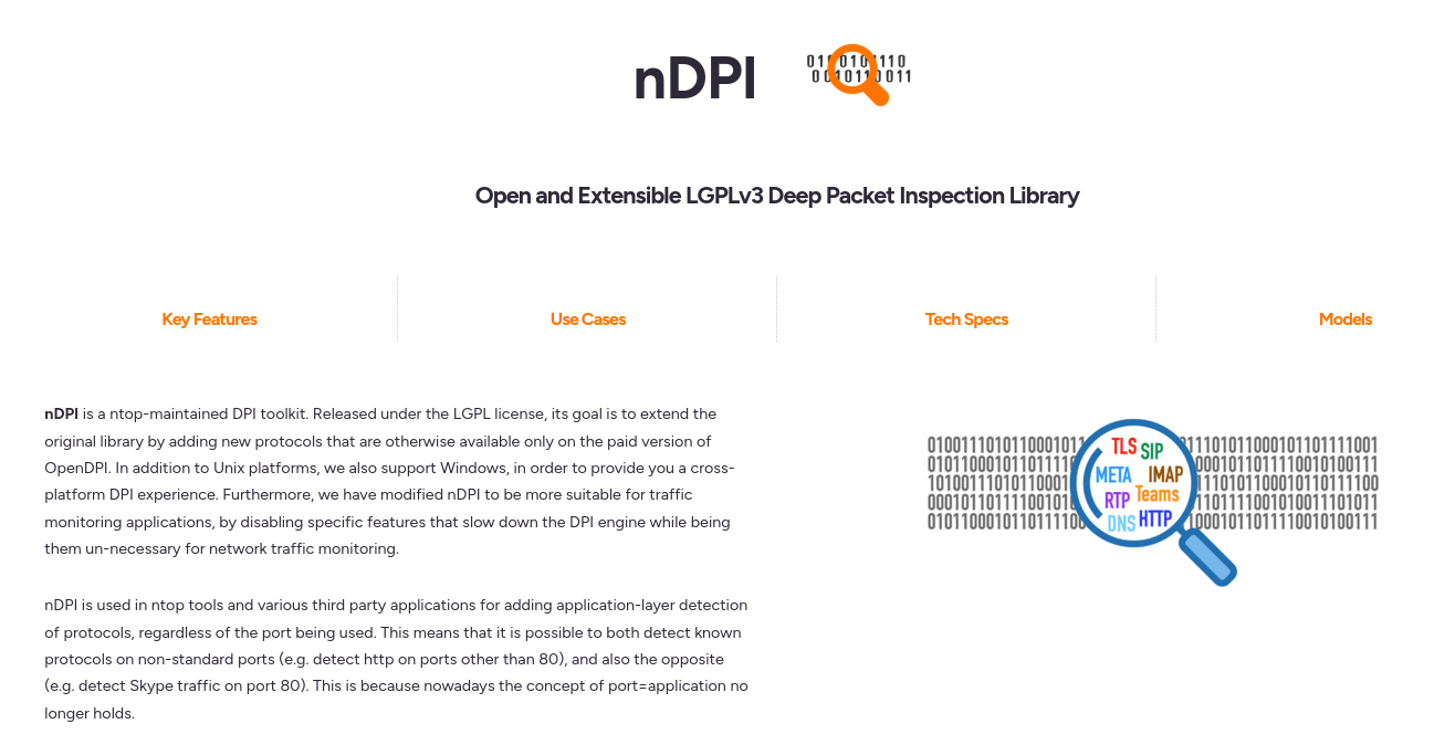 Выпуск открытой системы для глубокого инспектирования сетевых пакетов nDPI 6.0